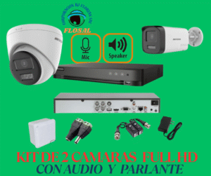 Kit de 2 Cámaras Full hd con Audio /Parlante / ColorVu Hikvision